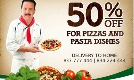 Official food partner three Italian pizzerias "Bella Italia" (-50%)